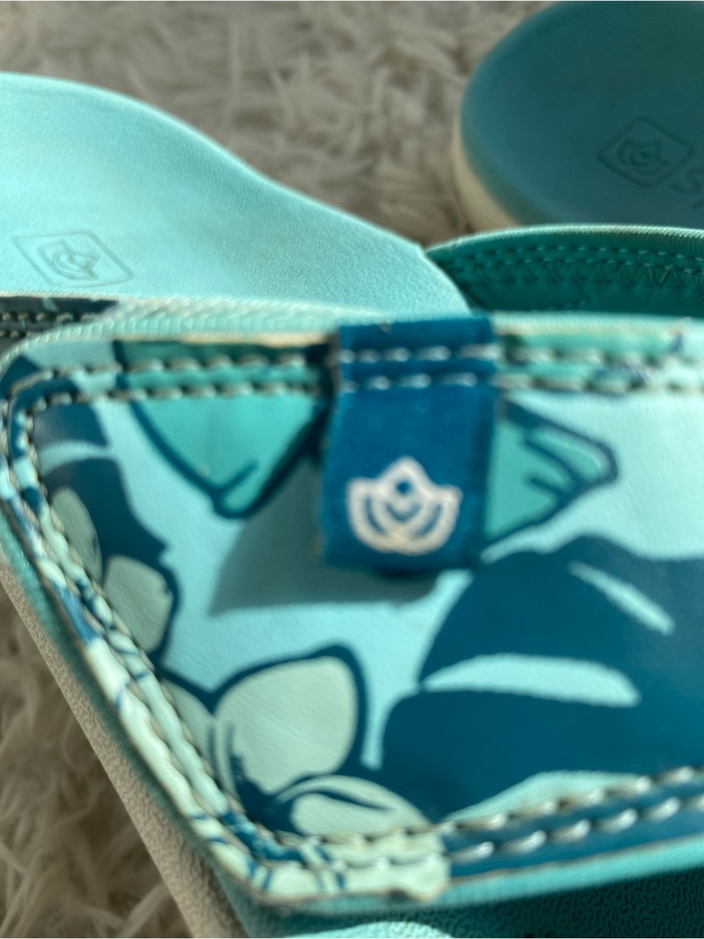 Spenco Adjustable Comfort Sandals Blue Tropical Floral Hook & Loop Woman’s 8 - Picture 5 of 12